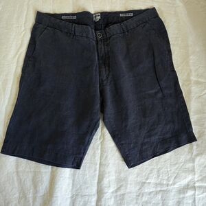 Men's Navy Casual Linen Blend Shorts